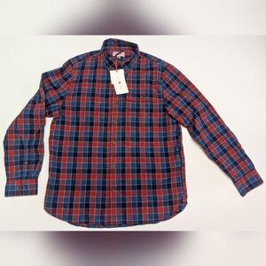 NWT Best Made Co Indigo Blue & Red Plaid Flannel Long Sleeve Shirt Men's Large
